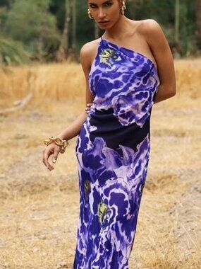 RAT and BOA Simonetta dress - Purple one shoulder maxi gown - Size XS